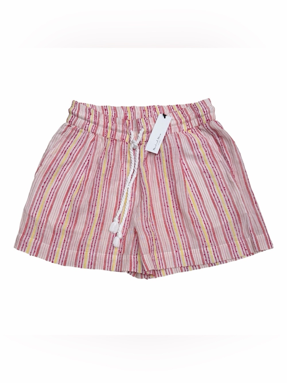 Striped Shorts NWT Medium Textured Drawstring Pink Multi Michael Stars